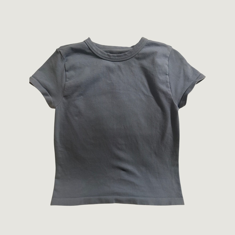 Sincerely Jules Womens Short Sleeve Baby Tee Slate Blue Size Medium